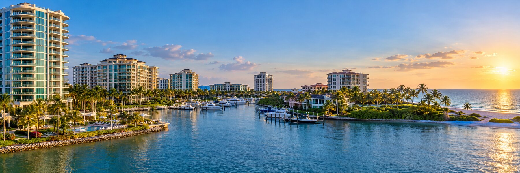 Waterfront condominium buildings in Southwest Florida