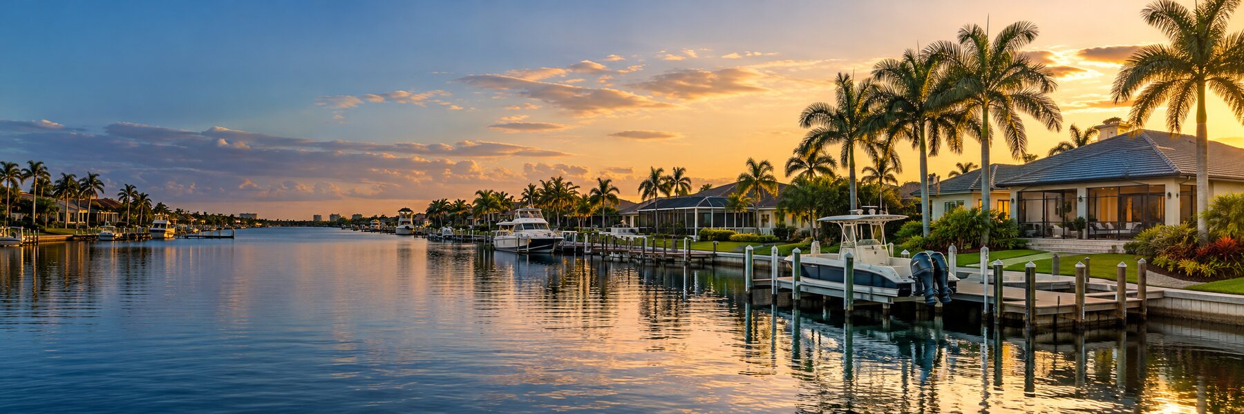 Cape Coral waterfront homes, canals, and boat docks