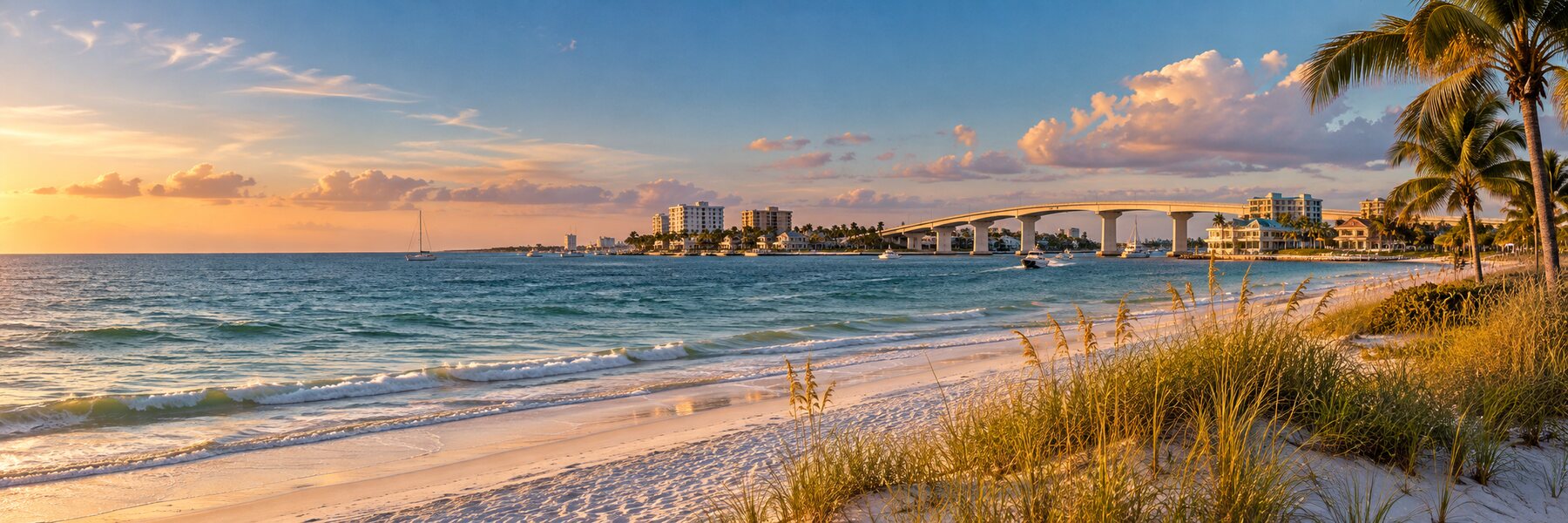 Fort Myers Beach and Matanzas Pass bridge