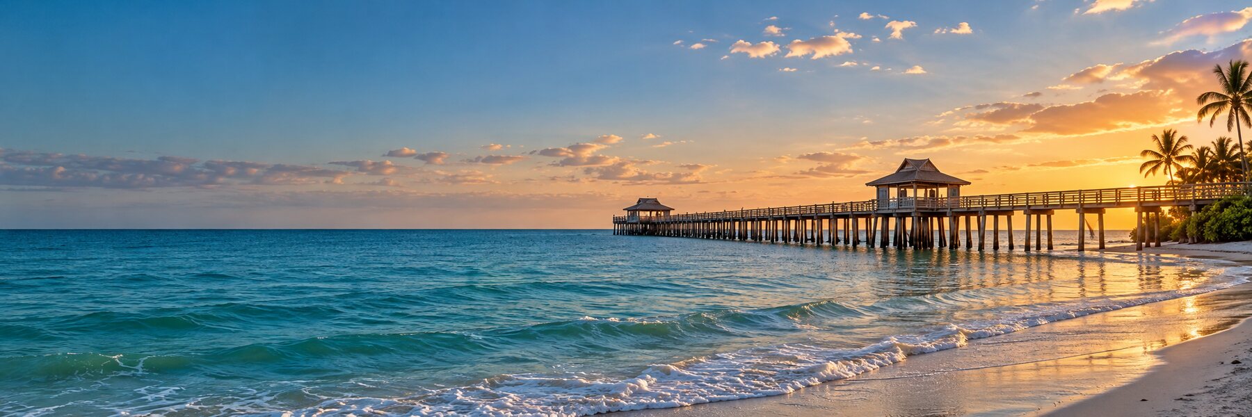 Naples Pier at sunset on the Gulf of Mexico